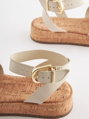 White Forever Comfort® Leather Platform Chunky Sandals - Image 5 of 6