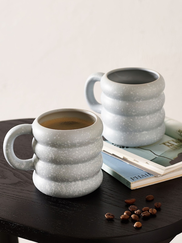 Set of 2 Light Blue Speckle Mugs - Image 1 of 3