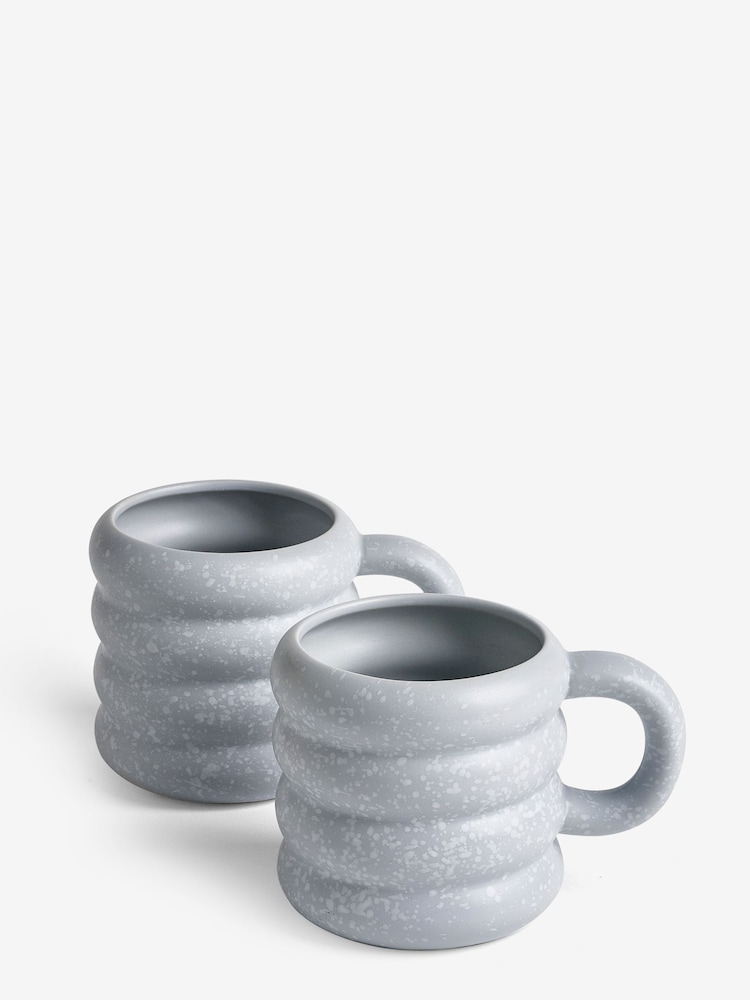 Set of 2 Light Blue Speckle Mugs - Image 2 of 3