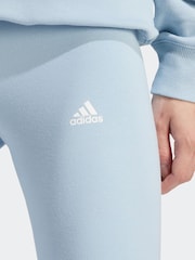 adidas Blue Essentials Linear Logo Leggings - Image 4 of 6