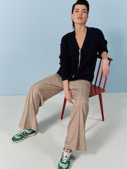 Navy Blue Pocket Detail Zip Through Cardigan - Image 2 of 6