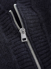 Navy Blue Pocket Detail Zip Through Cardigan - Image 6 of 6