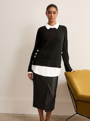 Black Gem Button Shirt Layer Jumper - Image 2 of 6