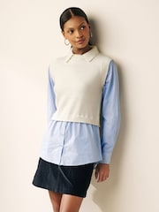 Ecru White Polo Knitted Layer Jumper - Image 1 of 5