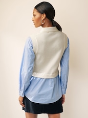 Ecru White Polo Knitted Layer Jumper - Image 2 of 5
