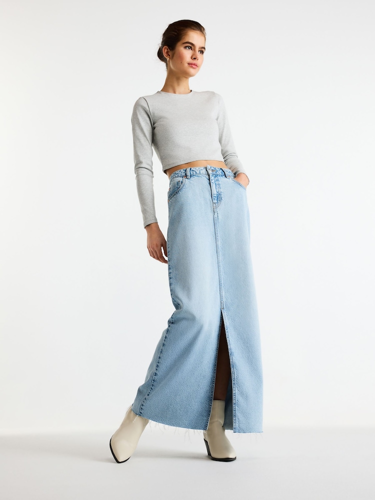 Blau gebleicht - Denim-Maxirock - Bild 1 von 6