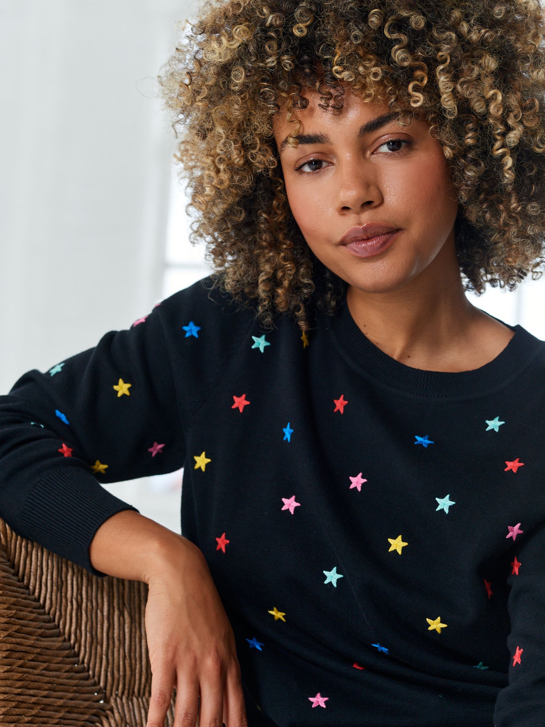 Buy Black Multicolour Star Crew Neck Long Sleeve Jumper from Next Luxembourg