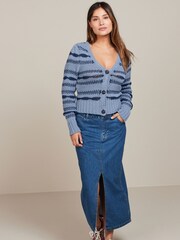 Blau - Strickjacke mit Streifen - Bild 2 von 6