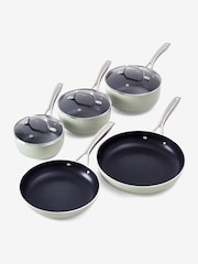 5 Piece Sage Green Non Stick Pan Set - Image 4 of 5