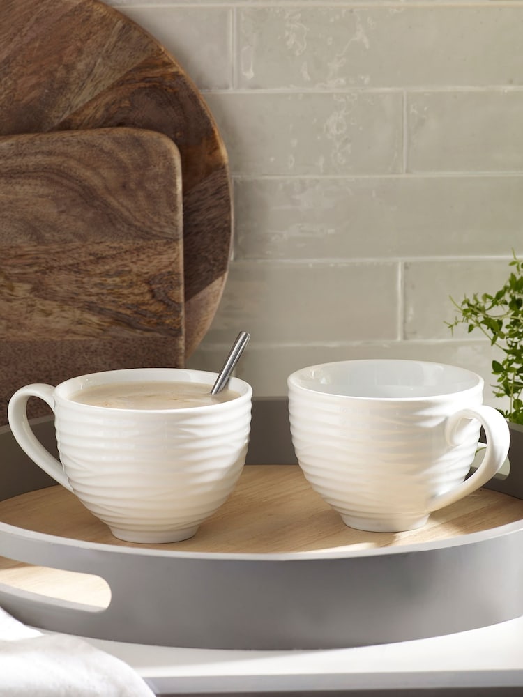 White Malvern Set of 4 Cappuccino Mugs - Image 2 of 3