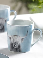 Set of 2 Teal Blue Hamish The Highland Cow Mugs - Image 2 of 4