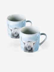 Set of 2 Teal Blue Hamish The Highland Cow Mugs - Image 4 of 4