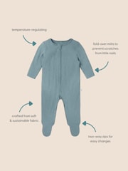 MORI Organic Cotton & Bamboo 2 Way Zip Up Sleepsuit - Image 4 of 4