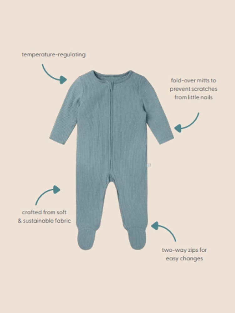 MORI Organic Cotton & Bamboo 2 Way Zip Up Sleepsuit - Image 4 of 4