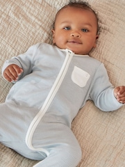 Mori Cotton & Bamboo Clever Zip Up Sleepsuit - Image 1 of 7