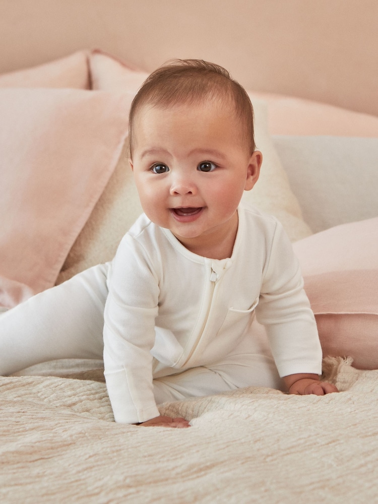 MORI Organic Cotton & Bamboo 2 Way Zip Up Sleepsuit - Image 2 of 5