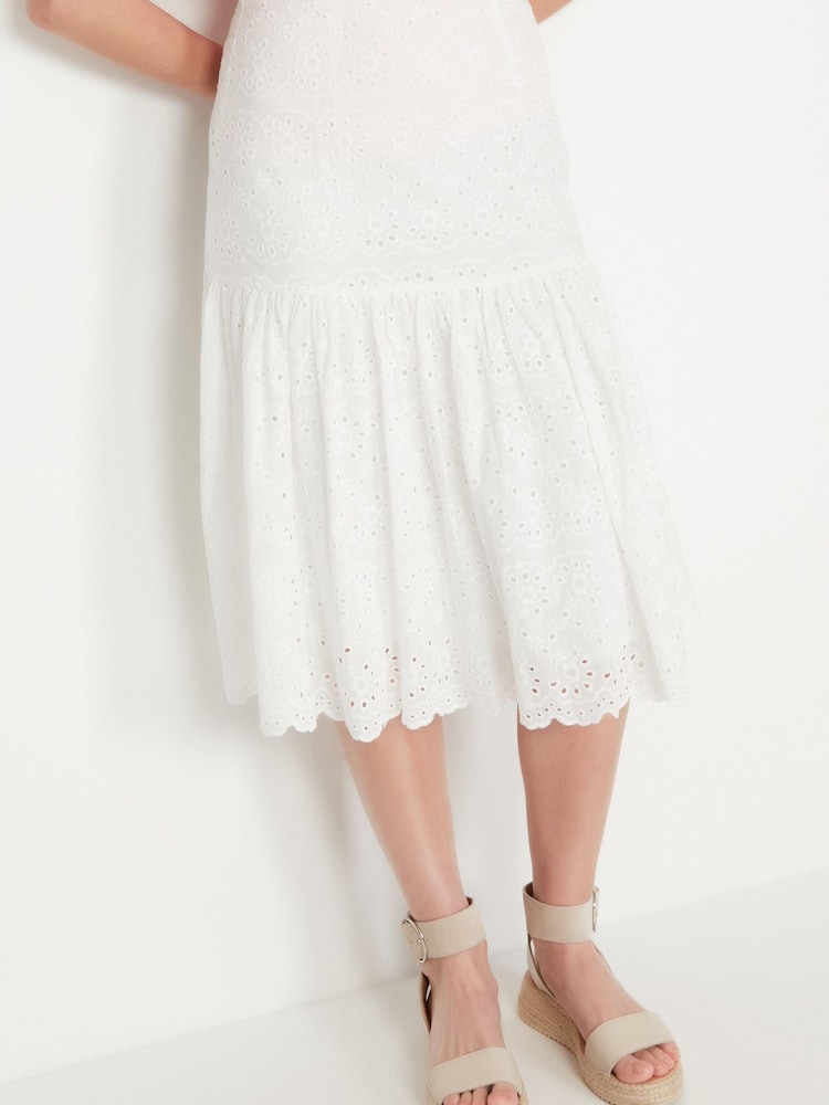 Sonder Studio Cream Broderie Tiered Skirt - Image 1 of 5 Sonder Studio Cream Broderie Tiered Skirt - Image 1 of 5