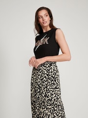 Sonder Studio Cream Ikat Animal Design Midi Skirt - Image 3 of 5