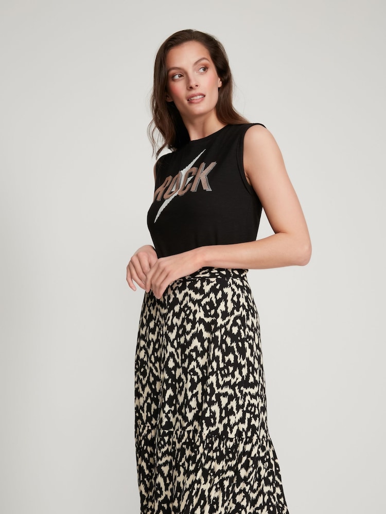 Sonder Studio Cream Ikat Animal Design Midi Skirt - Image 3 of 5