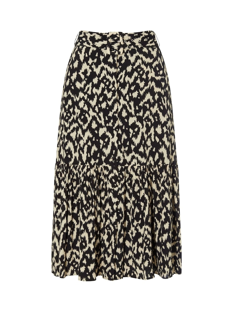 Sonder Studio Cream Ikat Animal Design Midi Skirt - Image 5 of 5