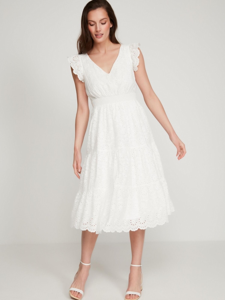 Sonder Studio Cream Broderie Tea Dress - Image 1 of 6 Sonder Studio Cream Broderie Tea Dress - Image 1 of 6