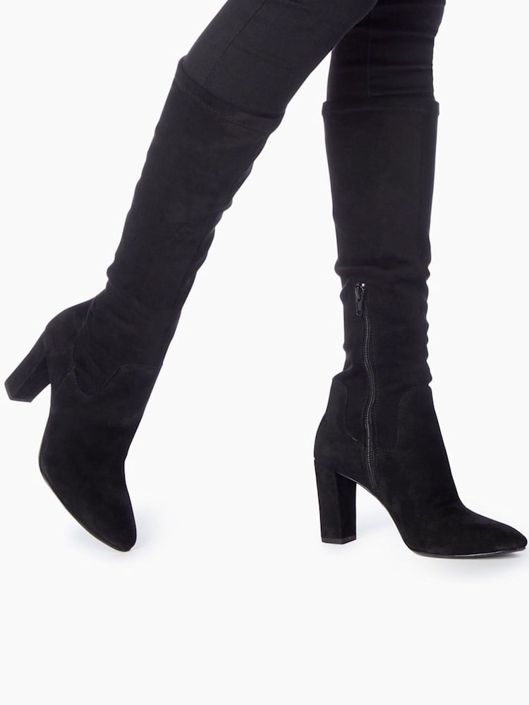 Dune London Black Siren Stretch Block Heel Almond Toe Boots - Image 6 of 6
