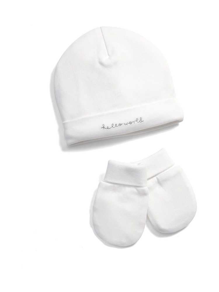 Mamas & Papas White Hello World Hats - Image 1 of 2