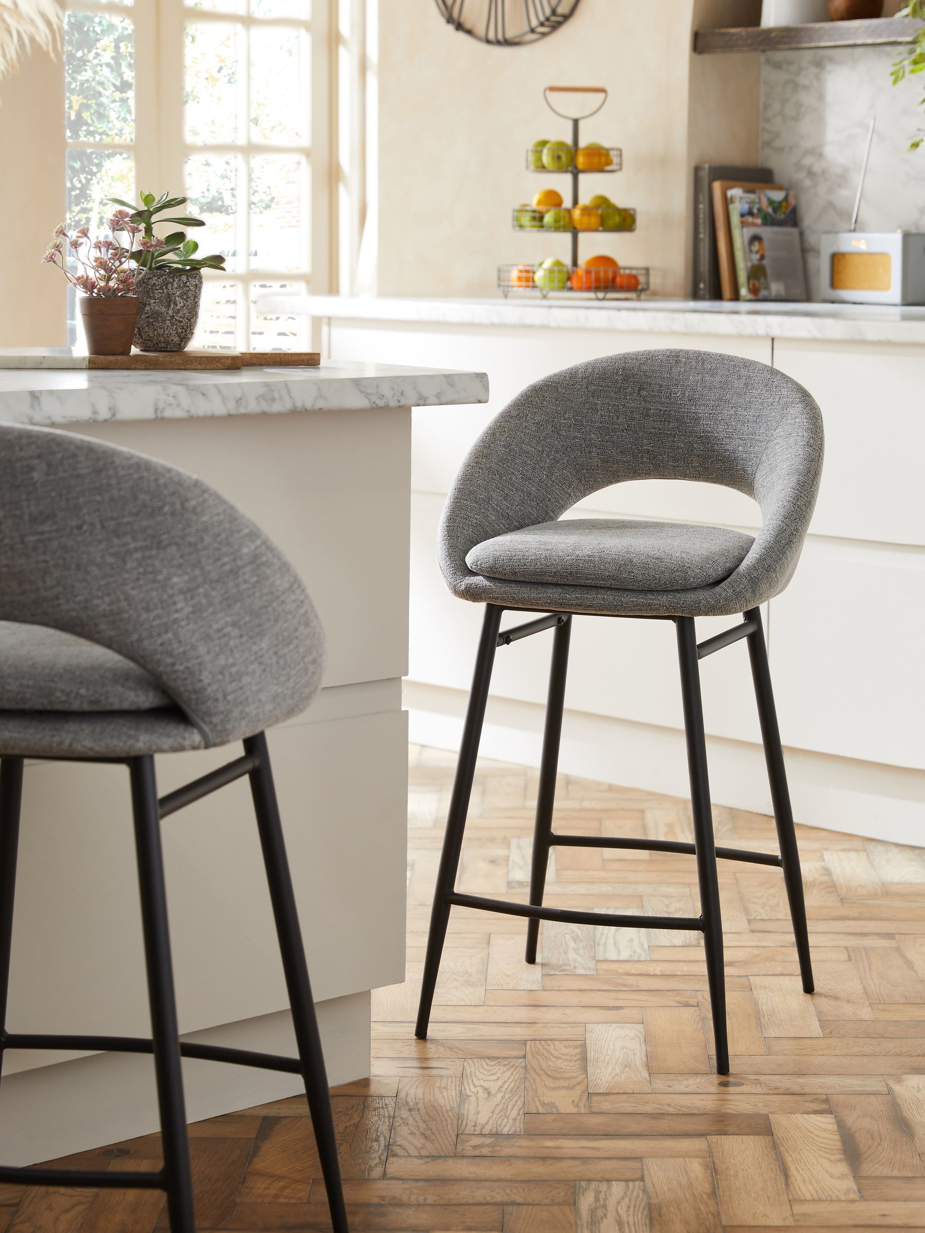 Buy Tweedy Plain Mid Grey Hewitt Bar Stool from the Next UK online shop