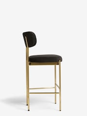 Soft Velvet Black Brushed Gold Leg Aleia Fixed Height Non Arm Bar Stool - Image 4 of 8