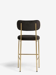 Soft Velvet Black Brushed Gold Leg Aleia Fixed Height Non Arm Bar Stool - Image 5 of 8