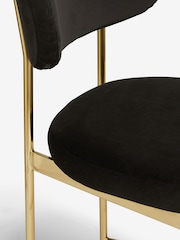 Soft Velvet Black Brushed Gold Leg Aleia Fixed Height Non Arm Bar Stool - Image 6 of 8