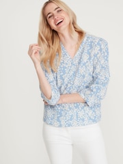 M&Co Blue Gingham Daisy Blouse - Image 4 of 5