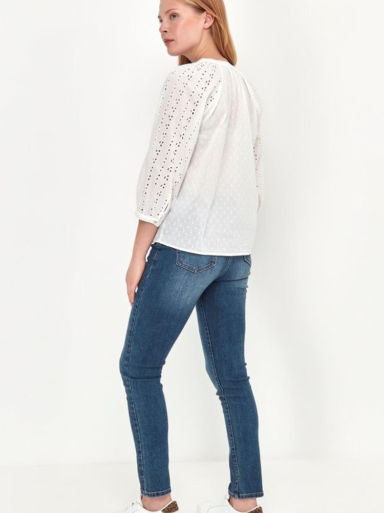 M&co Bluse mit Lochstickerei, Weiß - Bild 2 von 3