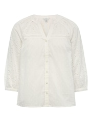 M&co Bluse mit Lochstickerei, Weiß - Bild 3 von 3