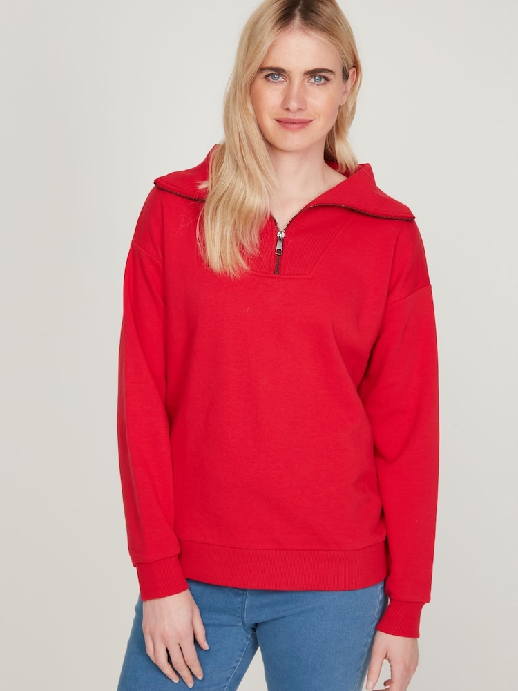 M&Co Red Half Zip Sweatshirt - Image 1 of 5