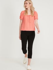 M&co Gypsy-Top mit Lochstickerei und Ballonsaum, Orange - Bild 3 von 4