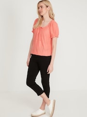 M&co Gypsy-Top mit Lochstickerei und Ballonsaum, Orange - Bild 4 von 4
