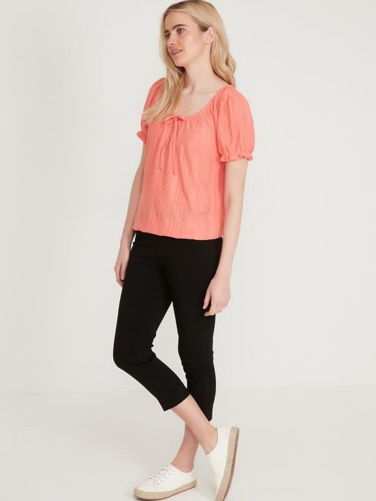 M&co Gypsy-Top mit Lochstickerei und Ballonsaum, Orange - Bild 4 von 4
