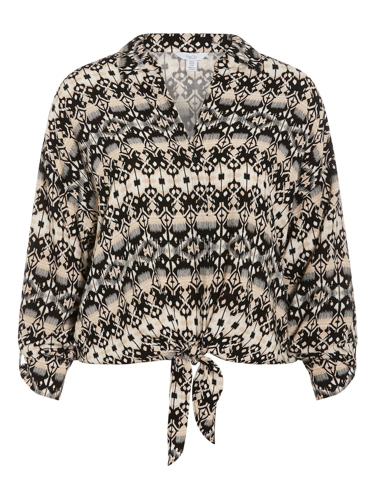 M&Co Black Ikat Tie Front Shirt - Image 5 of 5