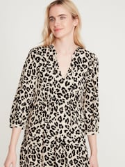 M&Co Black Animal Tiered Midi Dress - Image 3 of 4