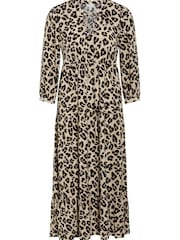 M&Co Black Animal Tiered Midi Dress - Image 4 of 4