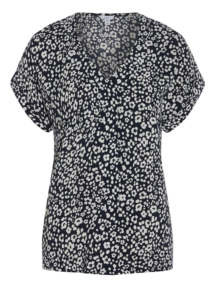 M&Co Black Floral Animal Print T-Shirt - Image 4 of 4