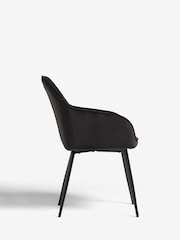 Set of 2 Soft Velvet Black Hamilton Black Leg Quilted Dining Chairs - Image 7 of 10