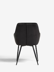 Set of 2 Soft Velvet Black Hamilton Black Leg Quilted Dining Chairs - Image 8 of 10