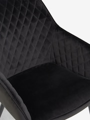 Set of 2 Soft Velvet Black Hamilton Black Leg Quilted Dining Chairs - Image 9 of 10