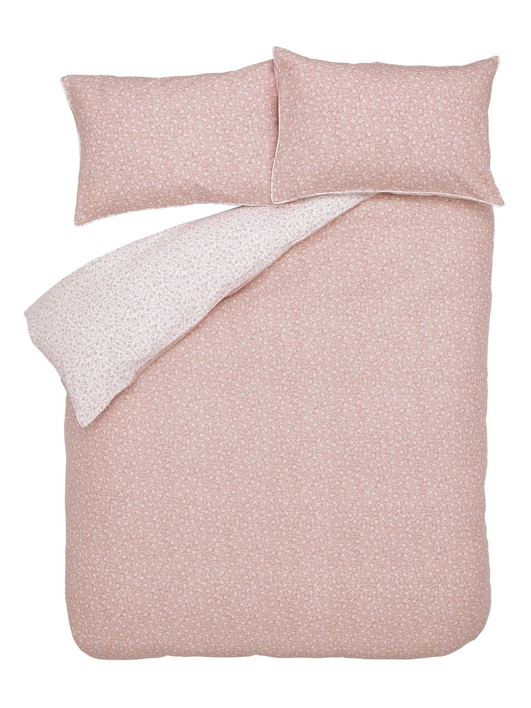Laura Ashley Pink Blush Supersoft 100% Brushed Cotton Campion Reversible Duvet Cover and Pillowcase Set - Image 4 of 4