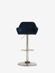 Soft Velvet Navy Blue Hamilton Quilted Kitchen Bar Stool - Image 2 of 7
