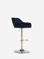 Soft Velvet Navy Blue Hamilton Quilted Kitchen Bar Stool - Image 3 of 7