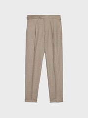 Reiss Brown Walk Formal Puppytooth Check Slim Fit Trousers - Image 2 of 6