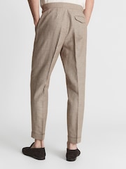Reiss Brown Walk Formal Puppytooth Check Slim Fit Trousers - Image 5 of 6
